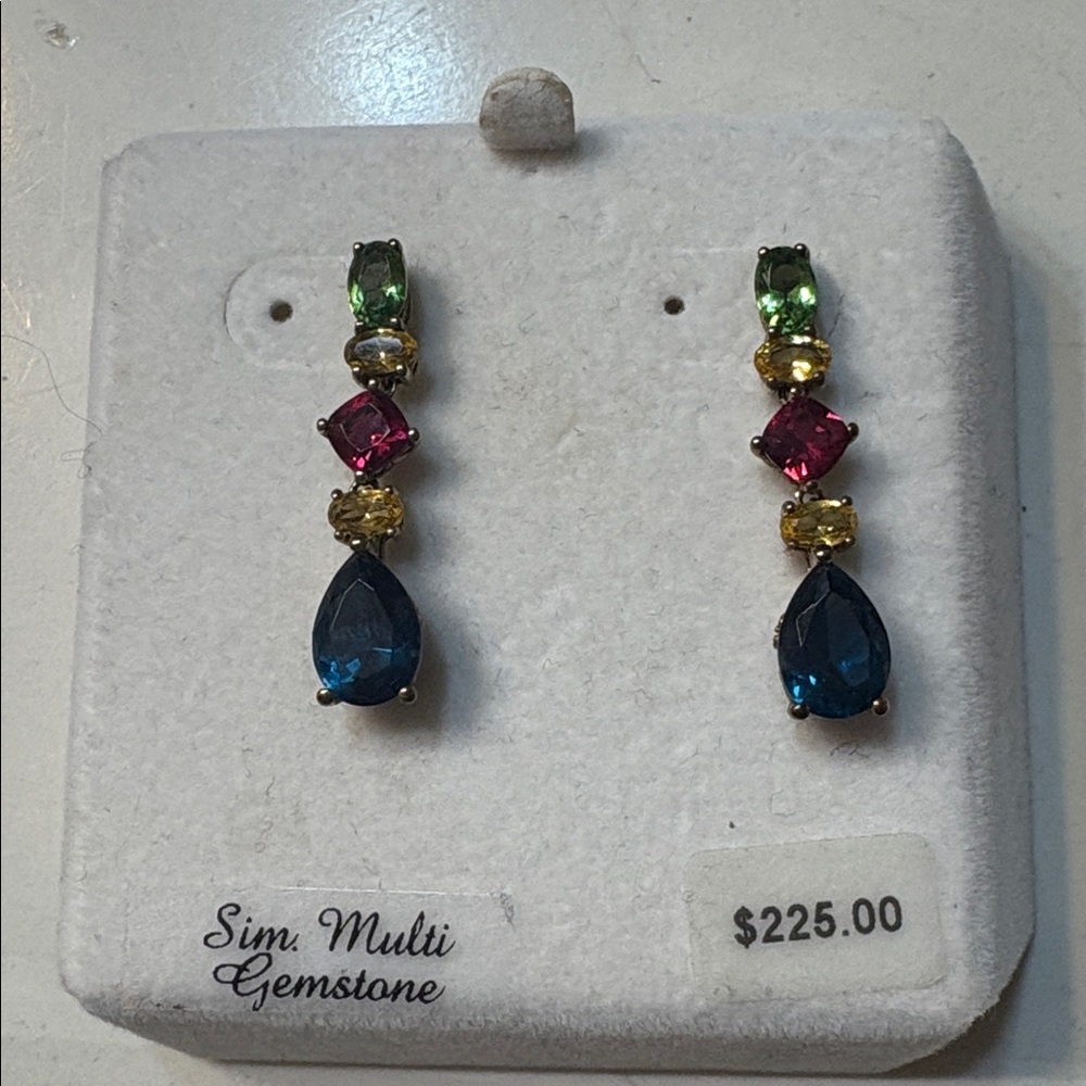 Multi-Gemstone Drop Earrings